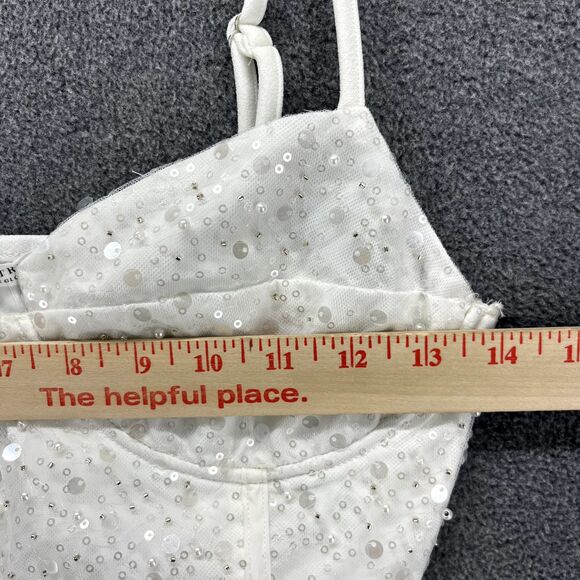 12th Tribe Top Womens Small White Sequin Crop party adjustable strap - Picture 9 of 16
